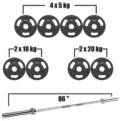 Anvil Olympic Rubber Grip Disc with Barbell Set - Black