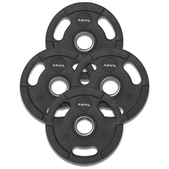 Anvil Olympic Rubber Grip Disc with Barbell Set - Black