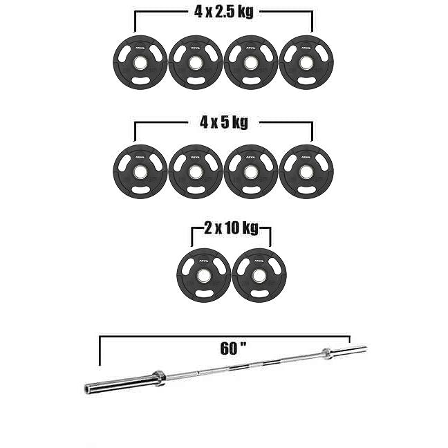 Anvil Olympic Rubber Grip Disc with Barbell Set - Black