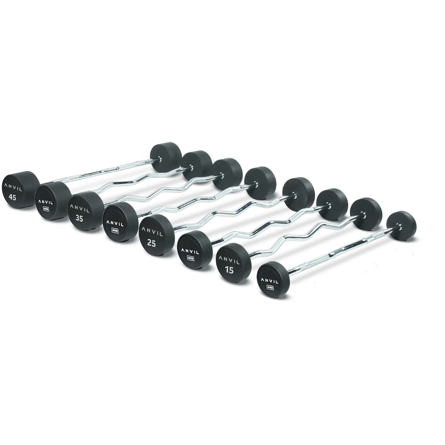 Anvil Fixed Straight & Curl Barbell 10Kg - 45Kg Set